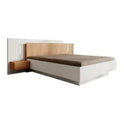 Meubella - Tweepersoonsbed Three - Wit - Eiken - 160x200 cm