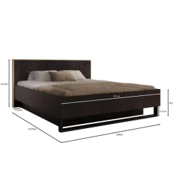 Meubella - Tweepersoonsbed Monor - Zwart eiken - 180x200 cm - Met gaslift