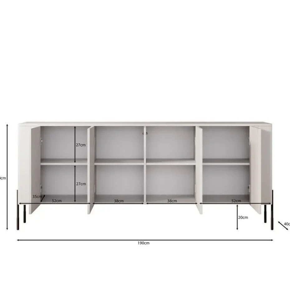 Meubella - Vivi - Dressoir - Beige - 190 cm