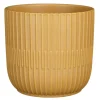 Mica Decorations - Plantenpot - okergeel - stripes - D17.5xH16 cm