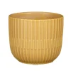 Mica Decorations - Plantenpot - okergeel - stripes - D10 x H9 cm