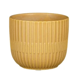 Mica Decorations - Plantenpot - okergeel - stripes - D10 x H9 cm