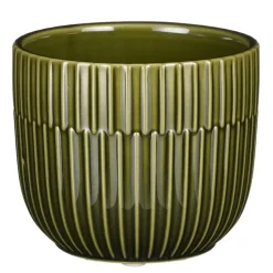 Mica Decorations - Plantenpot - groen - stripes - D11 x H9 cm