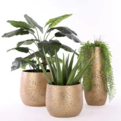 Mica Decorations Bloempot - goudkleurig - keramiek - 25 cm