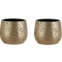 Mica Decorations Bloempot - goudkleurig - keramiek - 25 x 20 cm