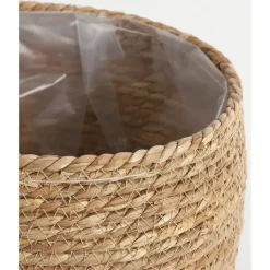 Mica Decorations Bloempot - rotan - naturel - jute - 24 x 26 cm