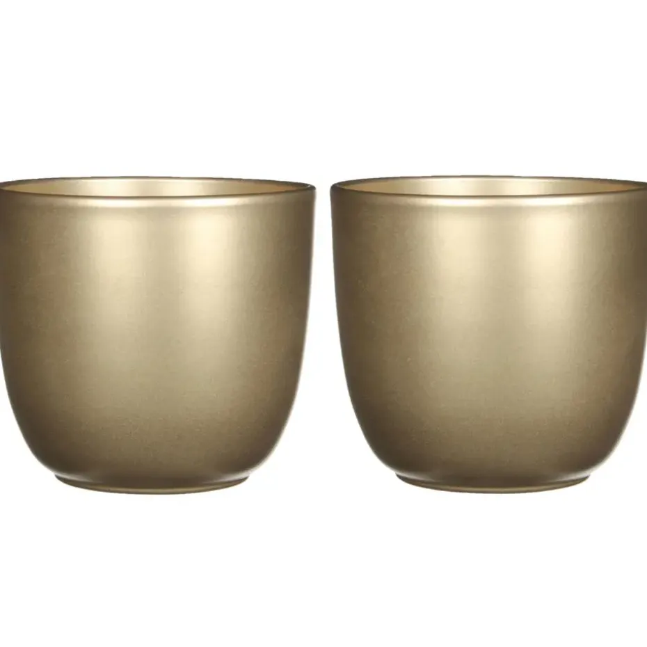 Mica Decorations Bloempot - goud - glanzend - keramiek - 19 x 18 cm