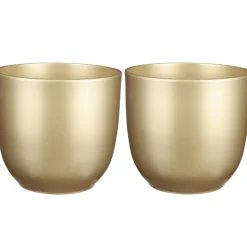 Mica Decorations Bloempot - goudkleurig - keramiek - 25 x 23 cm