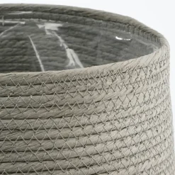 Mica Decorations Bloempot - rotan - grijs - jute - 22 x 19 cm