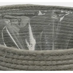 Mica Decorations Bloempot - rotan - grijs - jute - 22 x 19 cm