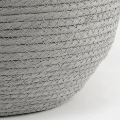 Mica Decorations Bloempot - rotan - grijs - jute - 22 x 19 cm