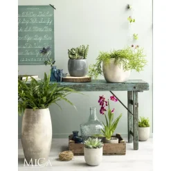 Mica Decorations Bloempot - lichtgrijs - keramiek - 28 x 26 cm