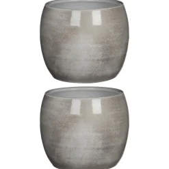 Mica Decorations Bloempot - grijs - keramiek - 20 x 18 cm