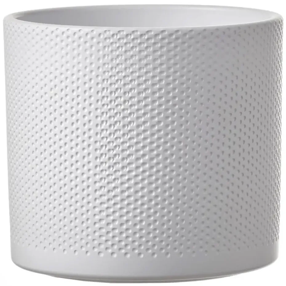 Mica Decorations Bloempot - wit relief keramiek - 17 x19 cm