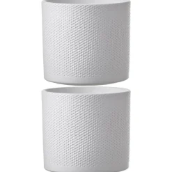 Mica Decorations Bloempot - wit relief keramiek - 17 x19 cm