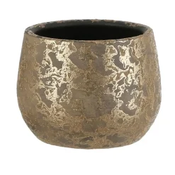 Mica Decorations Bloempot - goudkleurig - keramiek - 16 x 13 cm