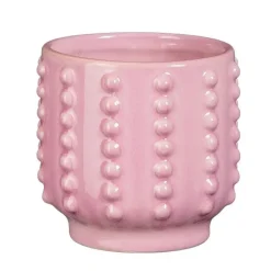 Mica Decorations Bloempot Boaz - gebobbeld - roze - 13 x 14 cm