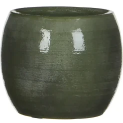 Mica Decorations Bloempot - groen - keramiek - 14 x 12 cm