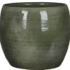 Mica Decorations Bloempot - glanzend groen - keramiek - 20 x 18 cm