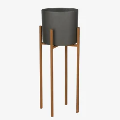 Mica Decorations Bloempot - donkergrijs - mat - keramiek - 23 x 21 cm