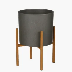 Mica Decorations Bloempot - donkergrijs - mat - keramiek - 23 x 21 cm