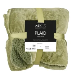 Mica Decorations Bronte Fleece Plaid - L200 x B150 cm - Lichtgroen