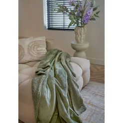 Mica Decorations Bronte Fleece Plaid - L200 x B150 cm - Lichtgroen