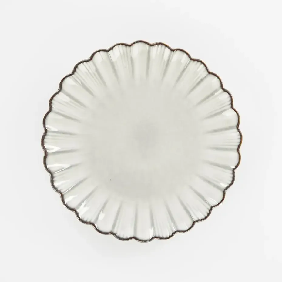 Mica Decorations Corfu Ontbijtbord - H2,5 x Ø21 cm - Keramiek - Grijs