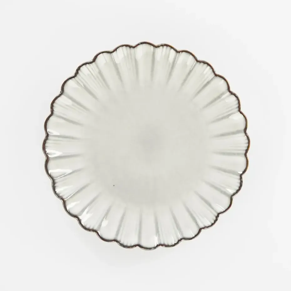 Mica Decorations Corfu Ontbijtbord - H2,5 x Ø21 cm - Keramiek - Grijs