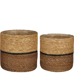 Mica Decorations Damian Plantenmand - Set van 2 - Ø20 cm - Zeegras