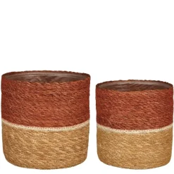 Mica Decorations Damian Plantenmand - Set van 2 - Ø20 cm - Zeegras