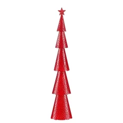Mica Decorations Decoratie Kerstboom - L18 x B9 x H91 cm - IJzer - Rood