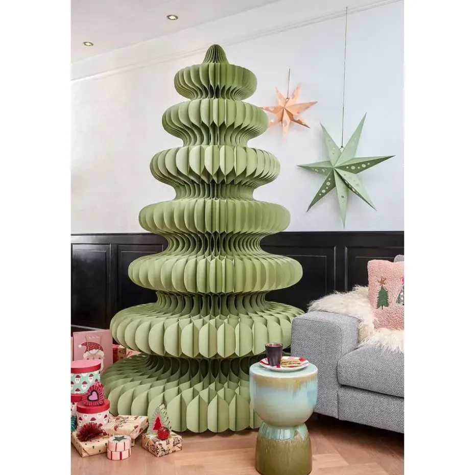 Mica Decorations Decoratie Kerstboom - H212 x Ø148 cm - Papier - Groen