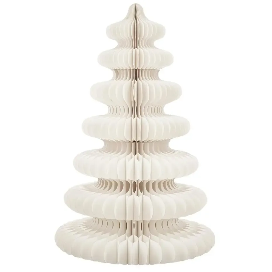 Mica Decorations Decoratie Kerstboom - H153 x Ø104 cm - Papier - Wit