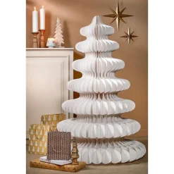 Mica Decorations Decoratie Kerstboom - H153 x Ø104 cm - Papier - Wit