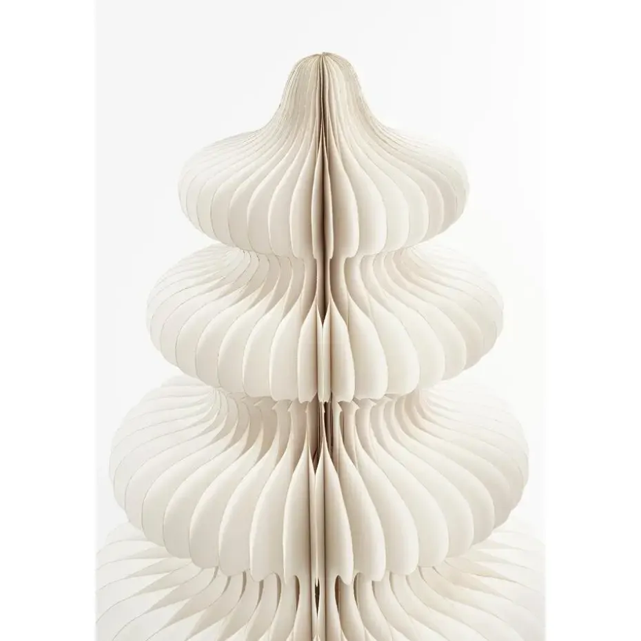 Mica Decorations Decoratie Kerstboom - H153 x Ø104 cm - Papier - Wit