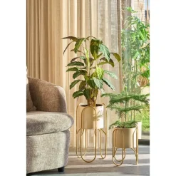 Mica Decorations Donau Bloempot op Standaard - Set van 2 - Metaal