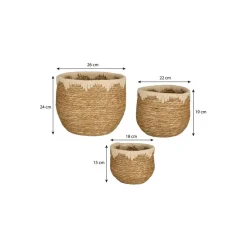 Mica Decorations Jorck Plantenmandenset - H24 x Ø26 cm - Beige