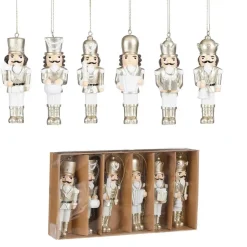 Mica Decorations Kerst Ornament Notenkraker - Set 6 stuks - Goud