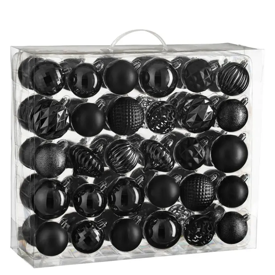 Mica Decorations Kerstballen Set - 60 Stuks - Zwart