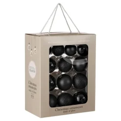 Mica Decorations Kerstballen Set - 26 Stuks - Ø7 cm - Glas - Zwart