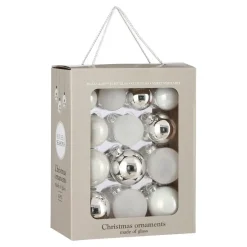 Mica Decorations Kerstballen Set - 26 Stuks - Ø7 cm - Glas - Wit