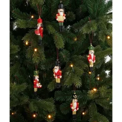 Mica Decorations Kerstornament Notenkraker - 6 Stuks - Polyester – Rood
