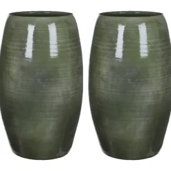 Mica Decorations Lester Vaas - H50 x Ø30 cm - Terracotta - Groen