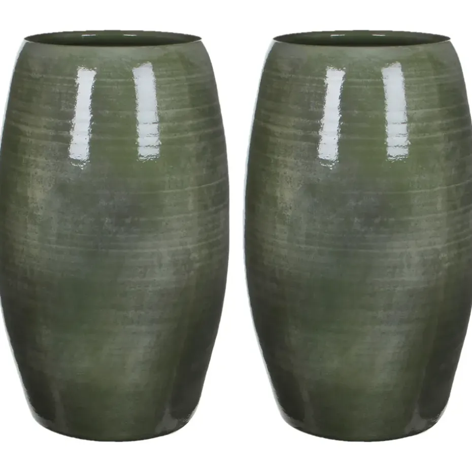 Mica Decorations Lester Vaas - H50 x Ø30 cm - Terracotta - Groen