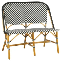 Mica Decorations Mandox Bank - L98 x B60 x H93 cm - Rotan - Zwart, Wit