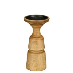 Mica Decorations Nino Kandelaar - H10 x Ø21 cm - Mangohout - Bruin