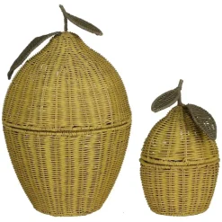 Mica Decorations Opbergmanden met Deksel - H48 x Ø30 cm - Geel