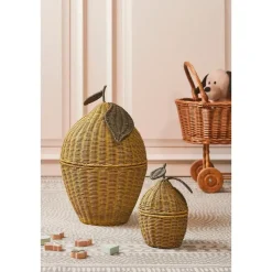 Mica Decorations Opbergmanden met Deksel - H48 x Ø30 cm - Geel