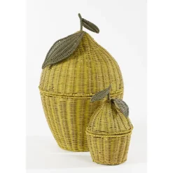 Mica Decorations Opbergmanden met Deksel - H48 x Ø30 cm - Geel